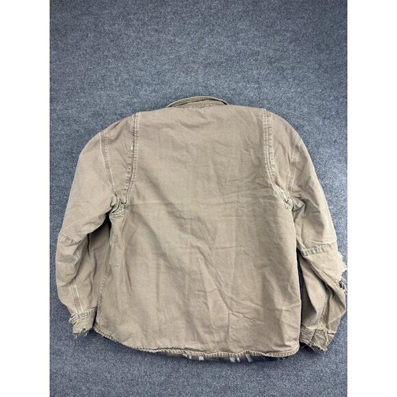 Carhartt Jacket Mens XL Brown Canvas Flannel Lined Workwear Shacket Coat - Picture 8 of 10